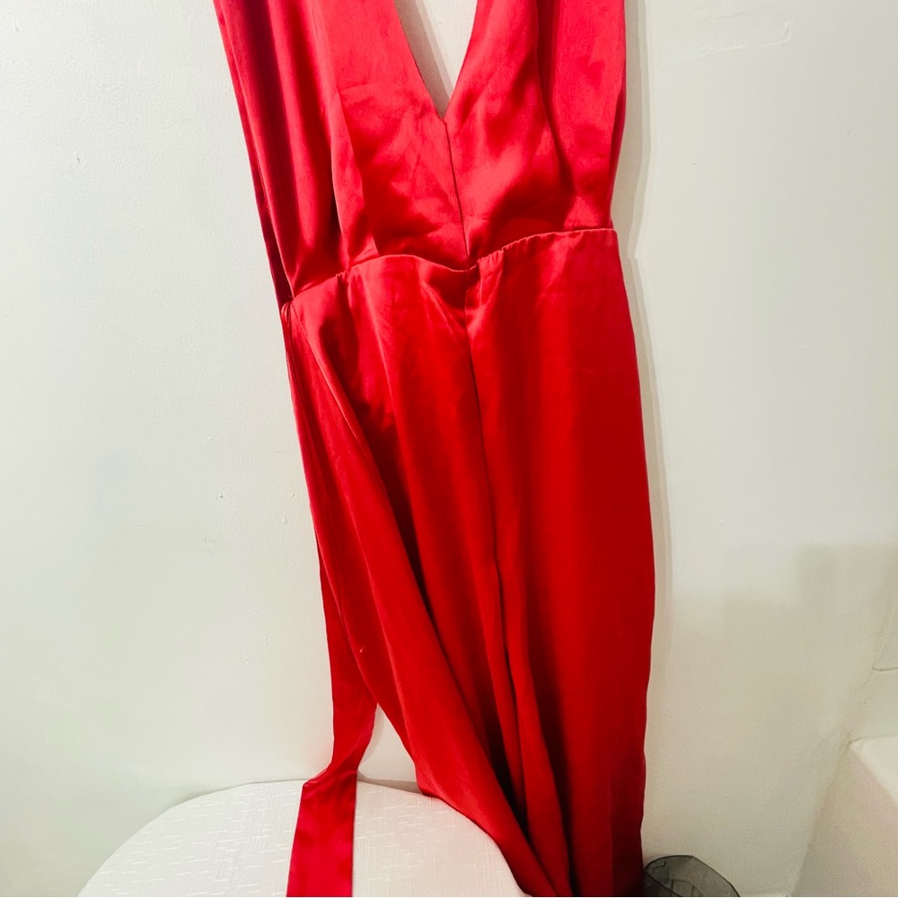 Zara Vibrant Red Satin Overalls
